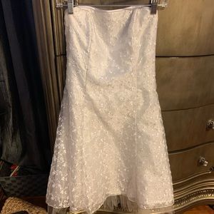 Jessica McClintock white sparkle strapless dress